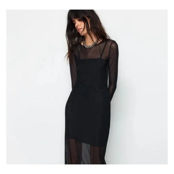 Fashion To Figure Dress Black Mesh The Mesh Dress Size 2 - Picture 7 of 7